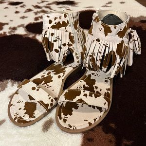 SOLD Western cowhide sandals